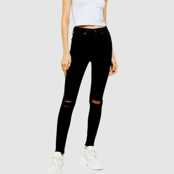 Topshop Moto Skinny High-Rise Ripped Jamie Jeans - Picture 1 of 15